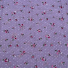 Lavender Color Mal Chanderi Embroidered Fabric