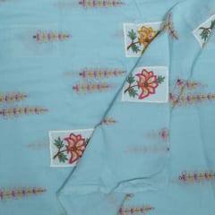 Sea Green Color Chanderi Patch Work Embroidered Fabric