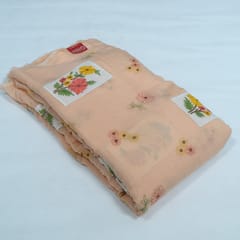 Peach Color Chanderi Patch Work Embroidered Fabric