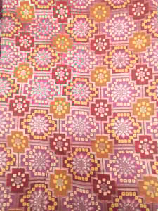Red Colour Dola Silk Jacquard Positioned Printed Fabric