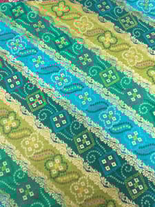 Green Colour Dola Silk Jacquard Positioned Printed Fabric