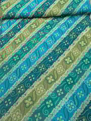 Green Colour Dola Silk Jacquard Positioned Printed Fabric