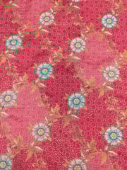 Red Colour Dola Silk Jacquard Positioned Printed Fabric