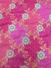 Pink Colour Dola Silk Jacquard Positioned Printed Fabric