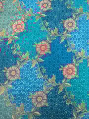 Royal Blue Colour Dola Silk Jacquard Positioned Printed Fabric