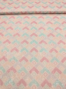 Dusty Pink Linen Fabric With Multi Colour Embroidery