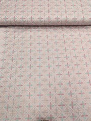 Dusty Pink Linen Fabric With Multi Colour Embroidery