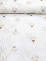 Off- White Colour Chanderi Embroidered Dyeable Fabric