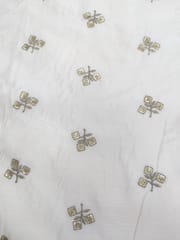 Off- White Chanderi Embroidered Dyeable Fabric
