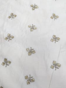 Off- White Chanderi Embroidered Dyeable Fabric