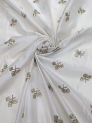 Off- White Chanderi Embroidered Dyeable Fabric