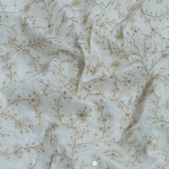 Dyeable Dola Silk Embroidered Fabric (1.70Meter Cut Piece)