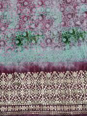 Magenta Georgette Fabric With Gota Patti Work