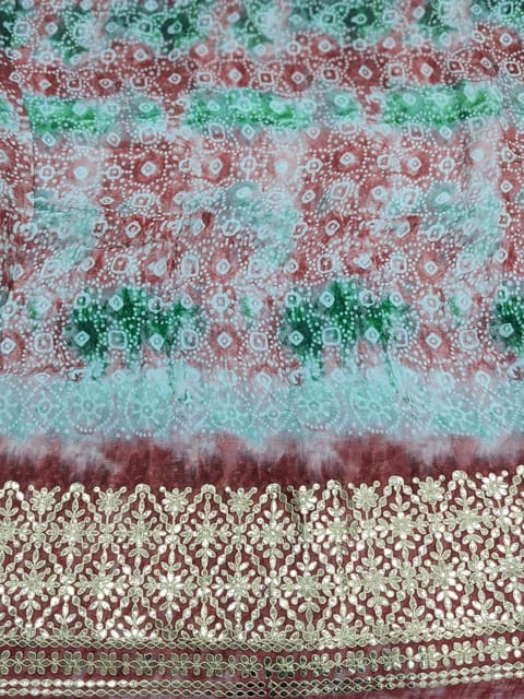 Maroon Georgette Fabric With Gota Patti Work