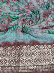 Maroon Georgette Fabric With Gota Patti Work