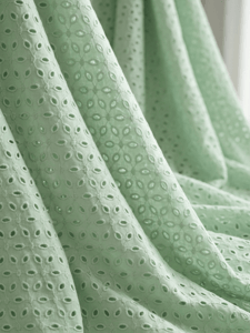 Mint Green six hole Pattern Schiffli Embroidered Fabric
