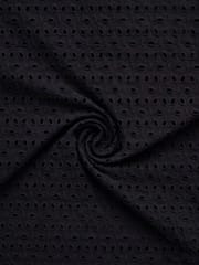 Black six hole Pattern Schiffli Embroidered Fabric