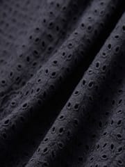 Black six hole Pattern Schiffli Embroidered Fabric