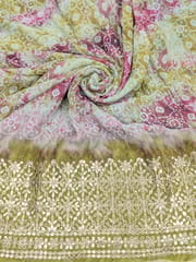 Green Georgette Fabric With Gota Patti Work