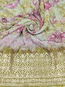 Green Georgette Fabric With Gota Patti Work