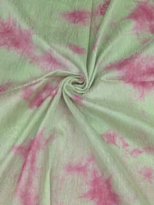 Light Green Tie Dye Poly Dupion Fabric