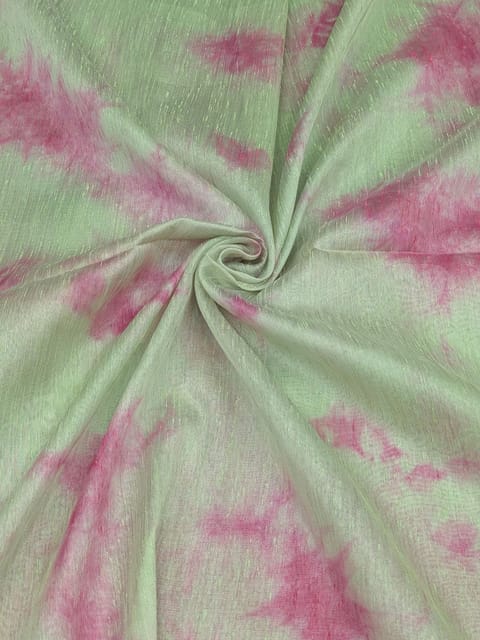 Light Green Tie Dye Poly Dupion Fabric