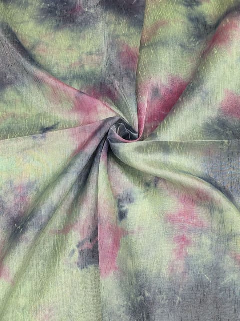 Multi Color Tie Dye Poly Dupion Fabric