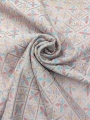 Light Pink  Fabric With Multi Colour Embroidery