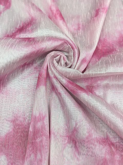 Pink Tie Dye Poly Dupion Fabric