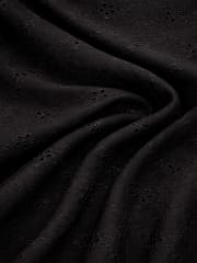 Black Thread Schiffli Embroidered Fabric