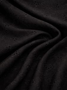Black Thread Schiffli Embroidered Fabric