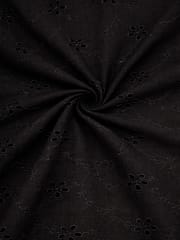 Black Thread Schiffli Embroidered Fabric