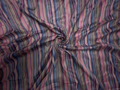 Pink Multicolor Stripes Georgette Satin Fabric