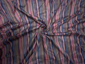 Pink Multicolor Stripes Georgette Satin Fabric