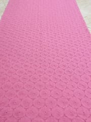 Pink floral eyelet Schiffli Embroidered Fabric