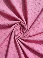 Pink floral eyelet Schiffli Embroidered Fabric