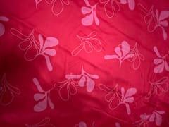 Light Red Floral Georgette Satin Fabric