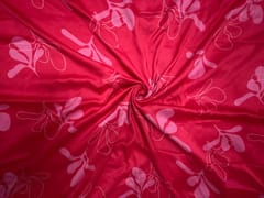 Light Red Floral Georgette Satin Fabric