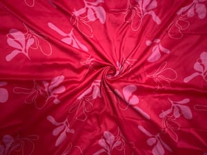 Light Red Floral Georgette Satin Fabric