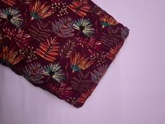 Maroon Floral Cotton Rayon Fabric