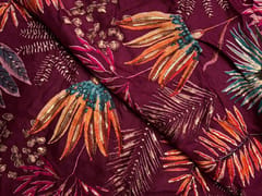 Maroon Floral Cotton Rayon Fabric