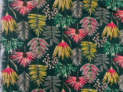 Dark Green Floral Cotton Rayon Fabric