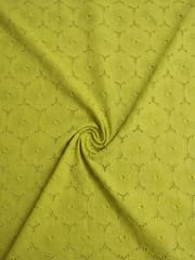 Mustard floral eyelet Schiffli Embroidered Fabric