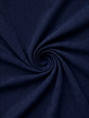 Navy blue floral eyelet Schiffli Embroidered Fabric