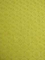 Mustard floral eyelet Schiffli Embroidered Fabric