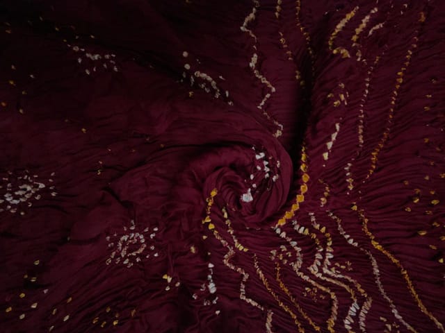 Dark Maroon Pure Bandhani Dupatta Fabric