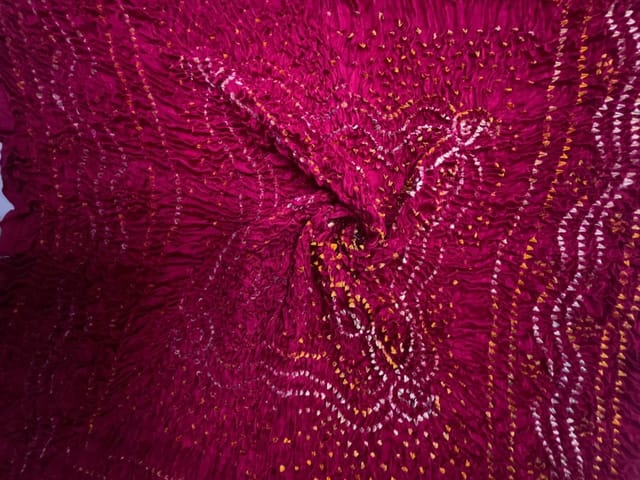 Magenta Pure Bandhani Dupatta Fabric