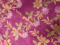 Pink Floral Linen Organza Fabric
