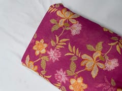 Pink Floral Linen Organza Fabric