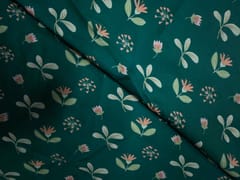 Green Floral Muslin Fabric